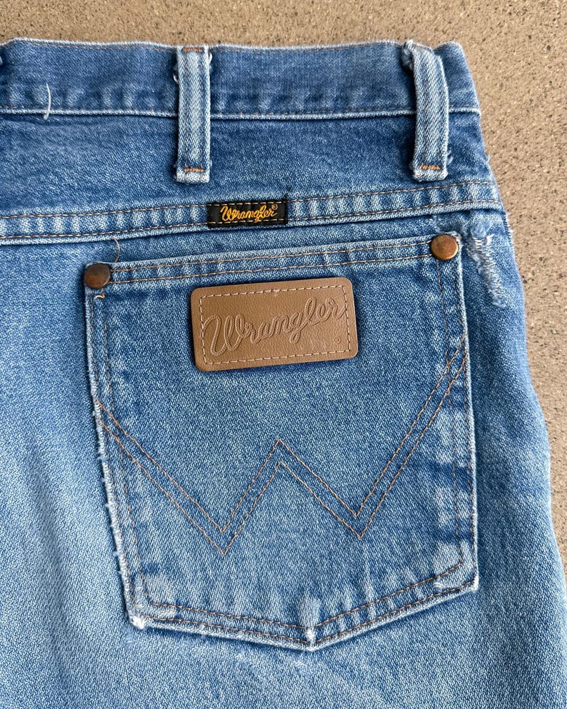 Vintage jaren 90 Wrangler 936 jeans distressed cowboy snit heren 32 western afbeelding 9
