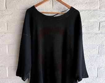 Camisa térmica vintage de punto gofre para hombre XL, descolorida, desgastada, grunge, estilo japonés Y2K