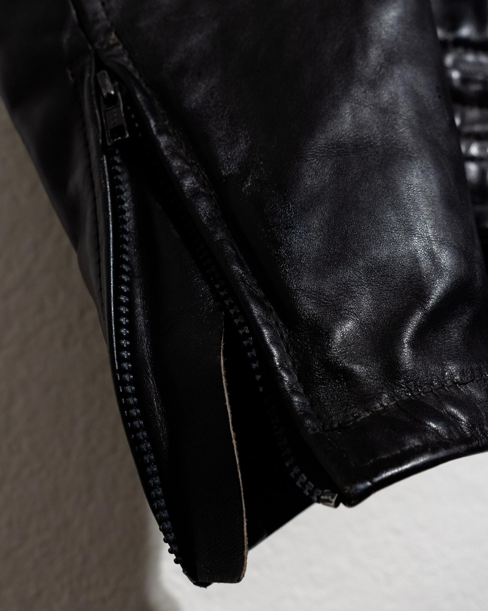 Black Bikers Vest Extender Mc Jacket Single Chain Leather Snaps