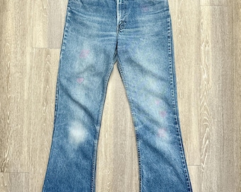 Vintage 1970s Levi's 646 Jeans Bell Bottoms Flared Orange Tab Men's 32 Made In USA Hippie Boho