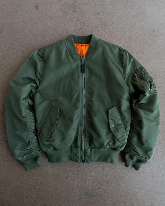 Vintage Alpha Industries Olive Green MA-1 Bomber Jacket