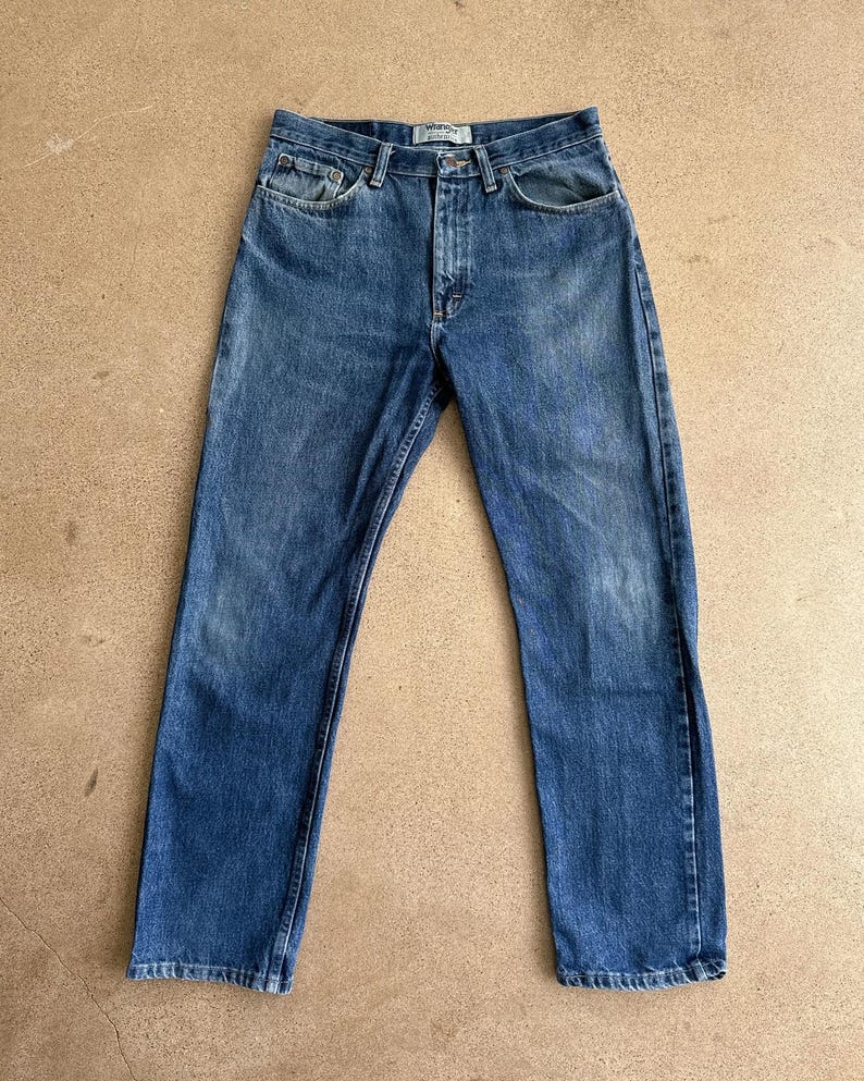 Vintage Wrangler Jeans Blue Medium Dark Wash Men's 32 Western Cowboy Denim image 1