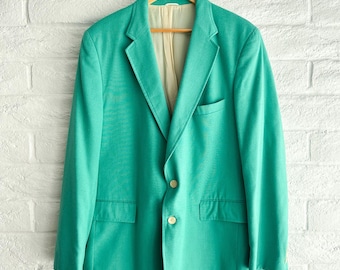 Vintage des années 1980 Levi's Menswear bleu sarcelle d'hiver Blazer veste de costume pour homme 44L Preppy Mod