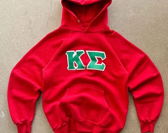 Vintage 70s Kappa Sigma Fraternity Hoodie Small Red Embroidered Retro Surf Style