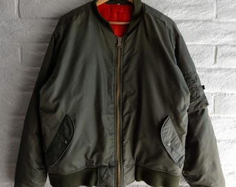 70s 80s Vintage Alpha MA-1 Reversible Bomber Jacket Made in Usa - Etsy