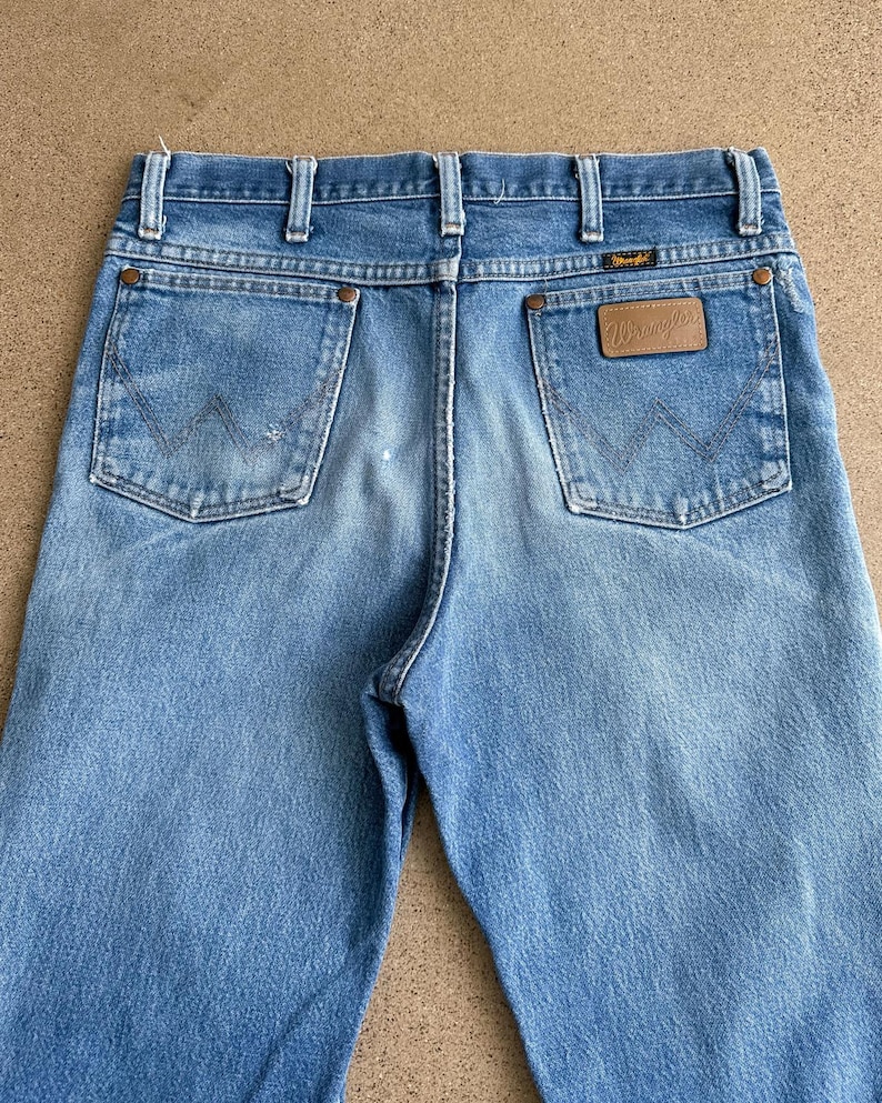 Vintage jaren 90 Wrangler 936 jeans distressed cowboy snit heren 32 western afbeelding 7