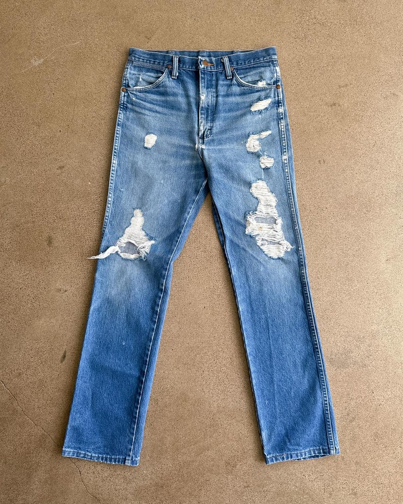 Vintage jaren 90 Wrangler 936 jeans distressed cowboy snit heren 32 western afbeelding 1