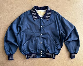 Vintage 80s Canadian Sport Fishing Satin Bomber Jacket / Size