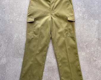 Vintage 70s Boy Scouts BSA Cargo Pants Men's 30 Olive Green Made In USA Talon