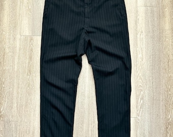 37 Waist 50s Twill Wool Whipcord Pants / Striped 1950s High Waist