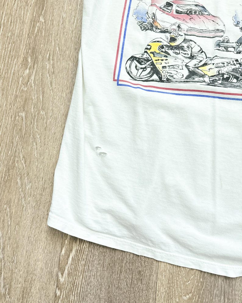 Camiseta de carreras vintage de los 90 del NHRA World Record Club, talla XL para hombre, estilo desgastado y destrozado. imagen 7