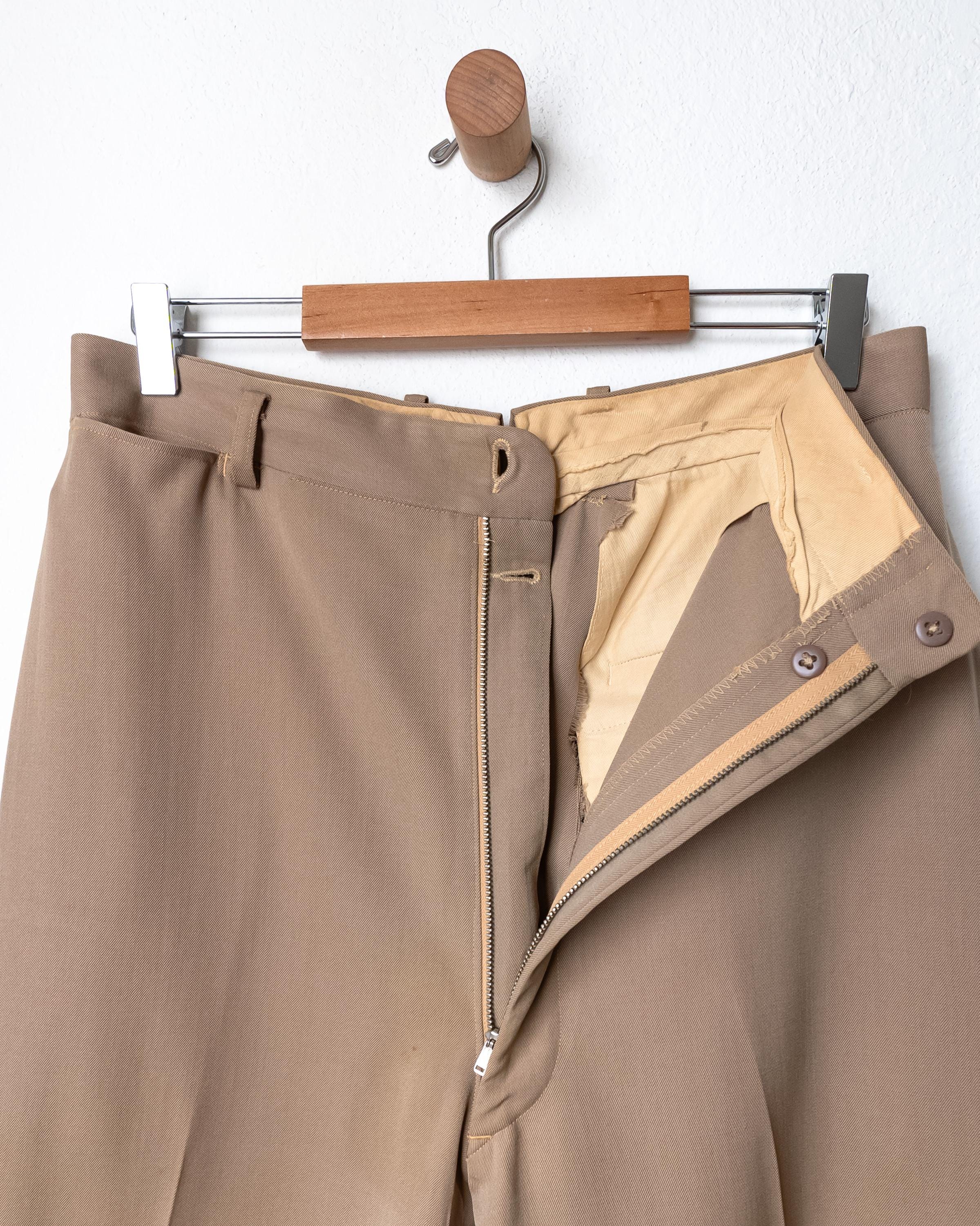 1930s Vintage High Waisted Talon Zipper Beige Chino Pants 1930s Vintage High Waisted Talon Zipper Beige Chino Pants