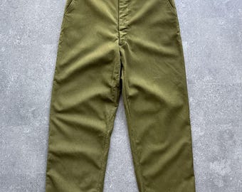 Vintage 50s US Military Wool Serge Field Trousers Men's 34 Olive Korean War M51