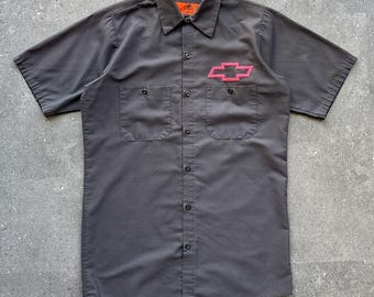 Vintage 2000s Red Kap Chevrolet Mechanic Shirt Men's S Gray Short Sleeve