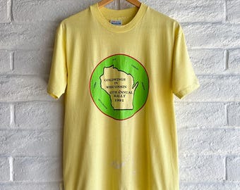 Camiseta vintage de los años 90 de la Honda Goldwings Wisconsin Motorcycle Rally para hombre, talla L, costura simple, fabricada en EE. UU.