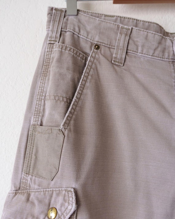 Distressed Vintage Carhartt Cargo Shorts Beige Si… - image 5