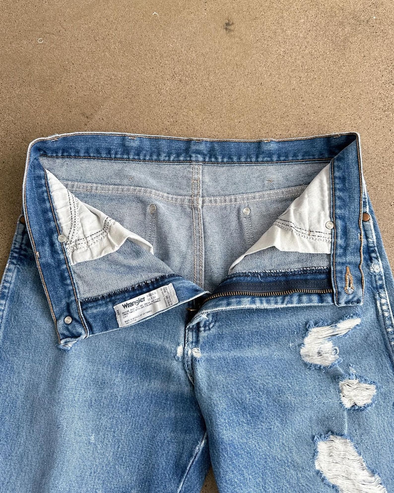 Vintage jaren 90 Wrangler 936 jeans distressed cowboy snit heren 32 western afbeelding 2