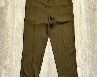 Vintage 70s Wool Gabardine Drop Loop Pants Men's 40 Brown Cuffed USA Talon Zip