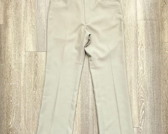 Vintage 70s Levi's Action Slacks Men's 34 Beige Flared Bootcut Pants USA Made