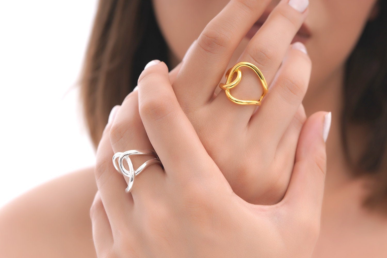 Bague Pouce Argentée Ajustable En Argent 925 – Nœud Déclaration – Bijou Bohème Femme – Neuf Avec étiquettes