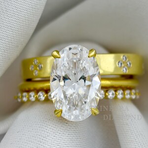 3 Carat Oval Cut Lab Diamond / Oval Cut Bridal Set Of Three Ring For Her / Oval Cut Wedding Ring For Women / IgI Certified Engagement Ring