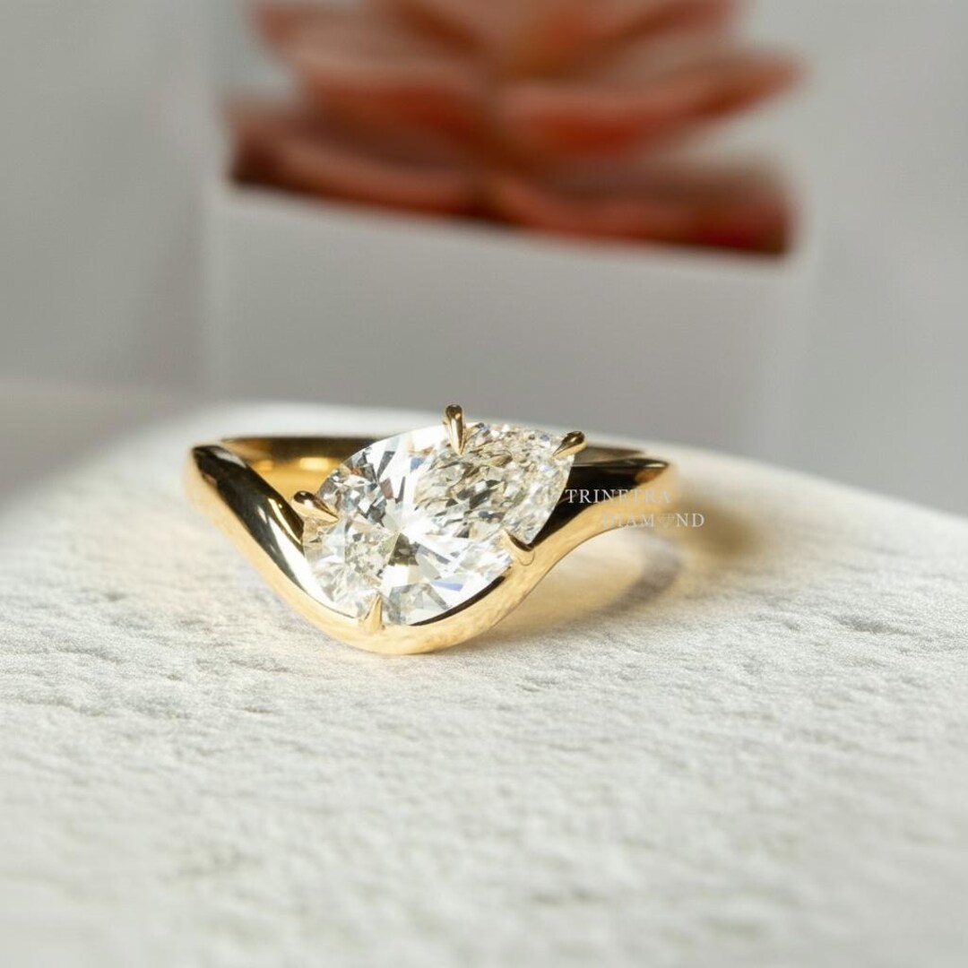 3 Carat Pear Cut Lab Diamond Engagement Ring / Lab Grown Diamond ...