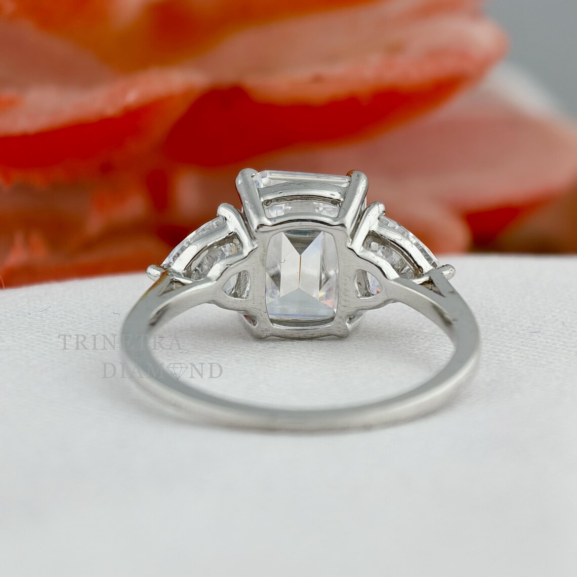 3 Carat Radiant Cut Lab Grown Diamond Engagement Ring / Three Stone ...