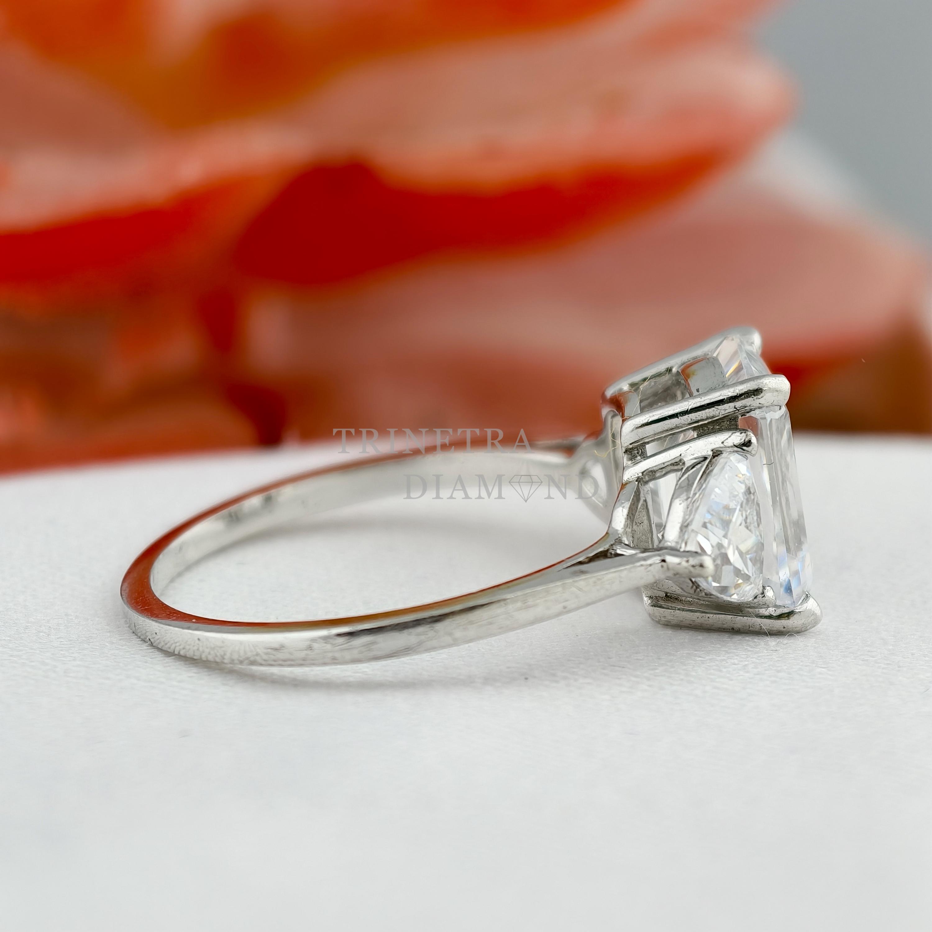 3 Carat Radiant Cut Lab Grown Diamond Engagement Ring / Three Stone ...