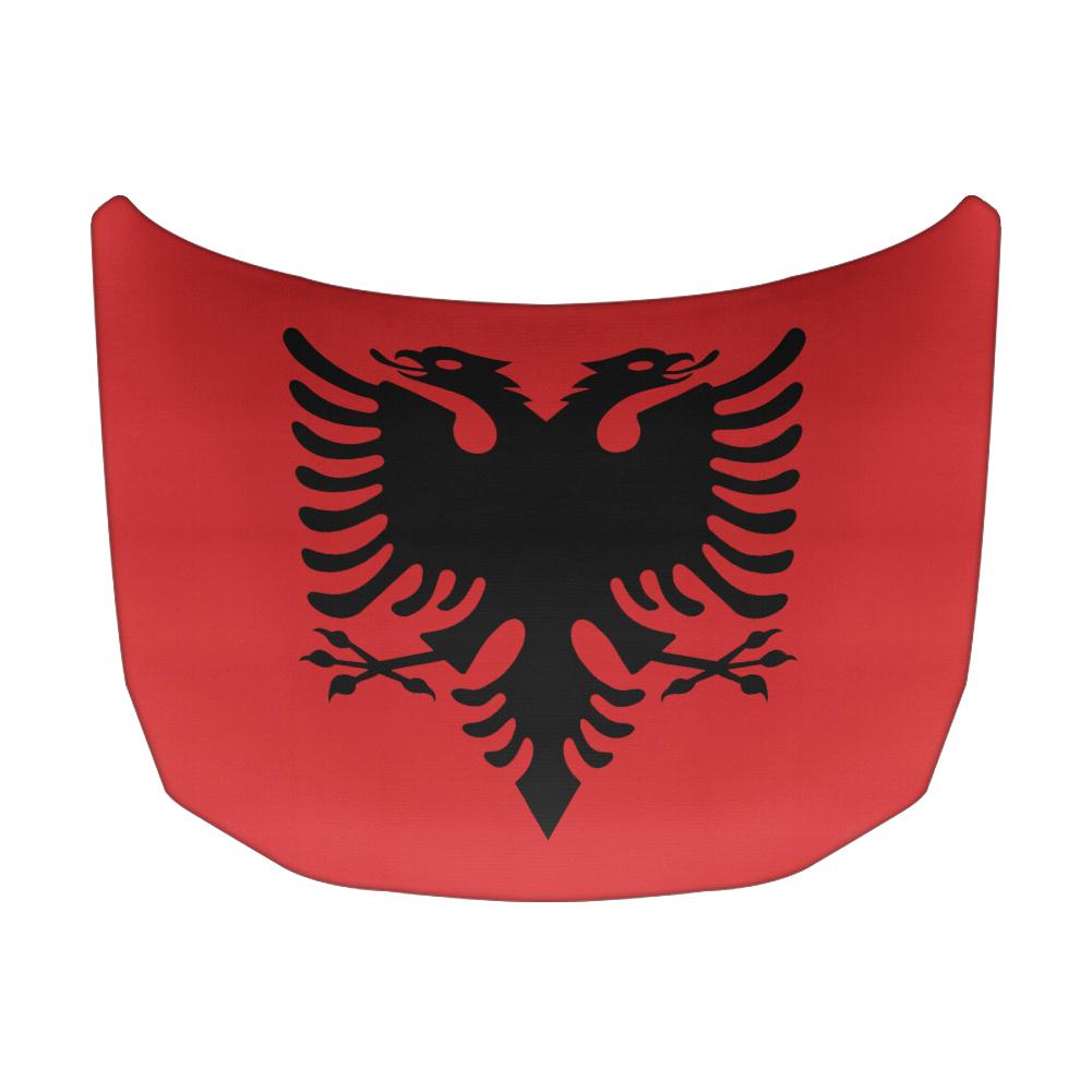 Housse Capot Voiture Drapeau Albanie 1x1,5m - Tissu Élastique 100% Polyester, Lavable