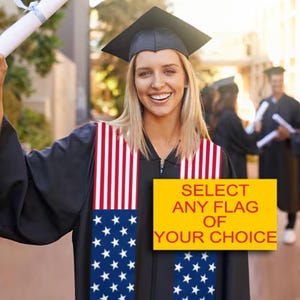 Custom Personalizable Country Flag Graduation Stole (Any Country possible)
