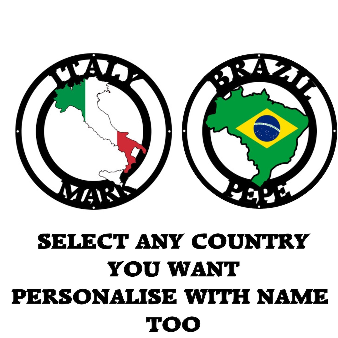 Custom Map Flag Wall Metal Sign; Customisable/personalisable (select ...