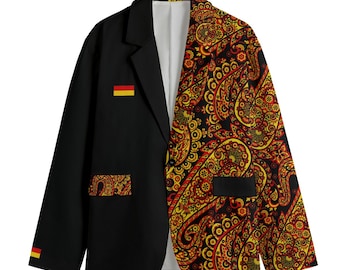 Germany All-Over Print Men&#39;s Casual Flat Lapel Collar Blazer | 245GSM Cotton