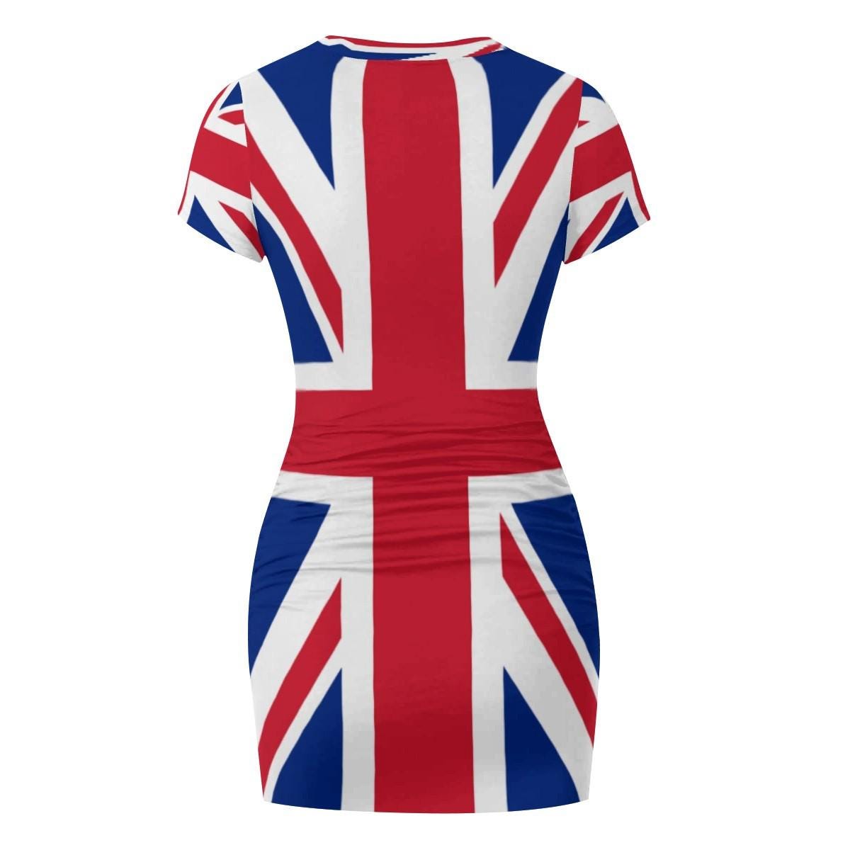 UK Flag Bodycon Dress • Union Jack Slim Fit Mini Dress • Women's Stretch Party Outfit