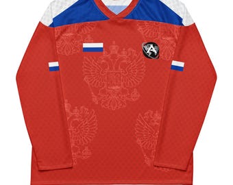 Camiseta de aficionado al hockey sobre hielo reciclada unisex de Rusia personalizable