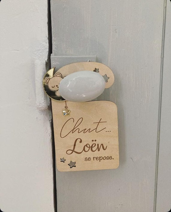Personalized wooden and acrylic door plaque “Shush baby is resting” “Baby is sleeping”…