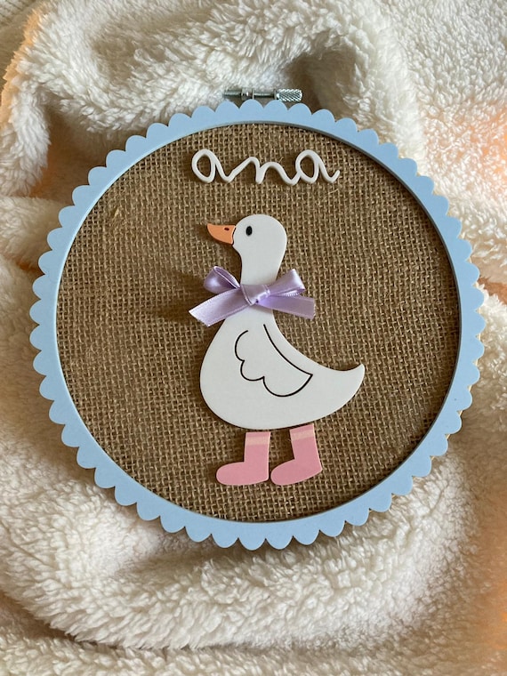 Personalized wooden wall decoration - little goose - duck - silly goose - Baby room decoration, child.
