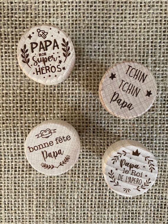 Personalized wooden stoppers - special Papa or Papi - Father's Day - Papi