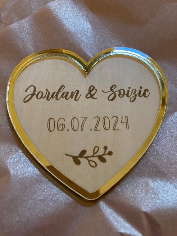 Wedding Magnet - Made of wood and gold mirror acrylic