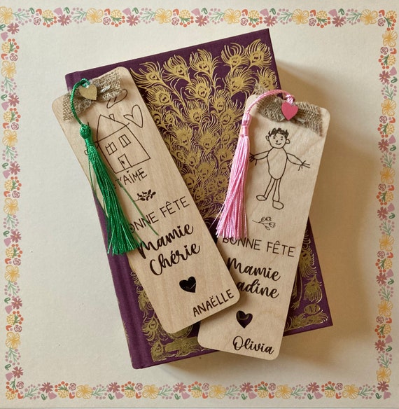 Personalized bookmark with child's drawing / first name! Happy Grandma's Day / Happy Mom's Day / Happy Dad's Day / Happy Grandpa's Day