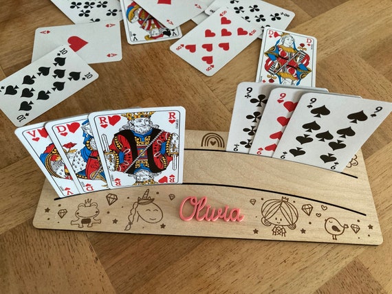 Wooden game card holder with personalized first name - Princess Unicorn Fairytale theme