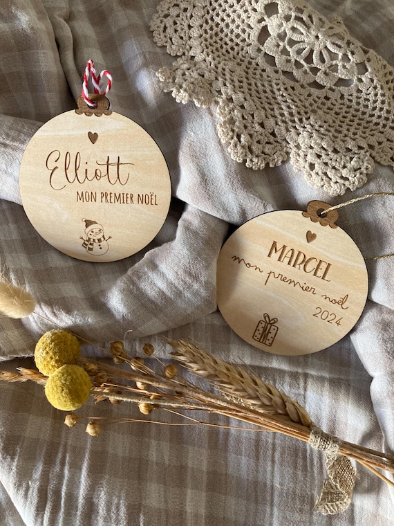 Personalized wooden Christmas bauble - My first Christmas. Christmas bauble with name - Christmas decoration. Christmas gift
