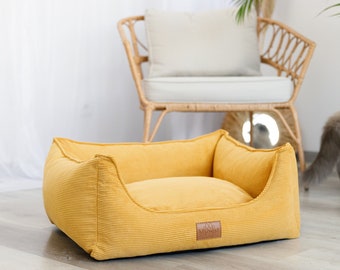 Gelbes Hundebett mit abnehmbarem Bezug, großes Bett für Hund, Hundesofa, Hundecouch, waschbares Hundekatzenbett, Hundebett für große Hunde/ Hundebett