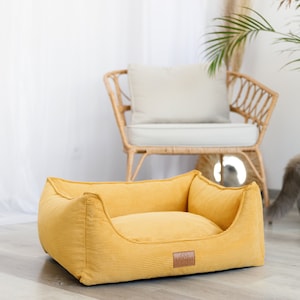 Yellow Dog Bed with Removable Cover, Large Bed for Dog, Dog Sofa, Dog Couch, Washable Dog Cat Bed, Dog Bed for Large Dogs/ Hundebett