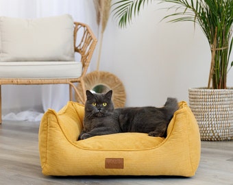 Cat Furniture, Washable Cover Cat Bed, Pet Bed for Dogs & Cats, Big Cat Bed with Removable Cover, Corduroy Large Size Pet Bed, Cat Bed Sofa