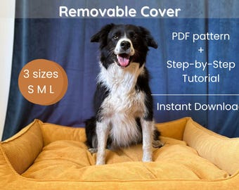 Dog Bed Sewing Pattern, Dog Bed Tutorial A4 US letter, 3 Sizes DIY Dog Bed with Removable Cover, Sewing Instructions Dog Bed