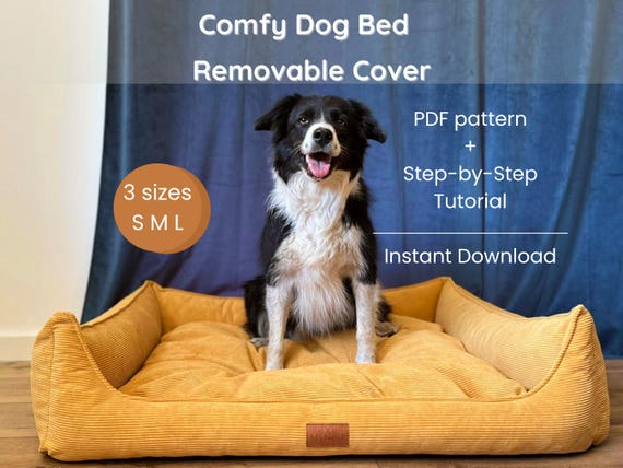 Dog Bed Sewing Pattern, Dog Bed Tutorial A4 US letter, 3 Sizes DIY Dog Bed with Removable Cover, Sewing Instructions Dog Bed