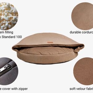 Dog Cave Bed Round, Calming Dog Bed, Washable Dog Bed, Pet Bed with Removable Cover, Hooded Dog Bed, Snuggery Burrowing Cave image 8