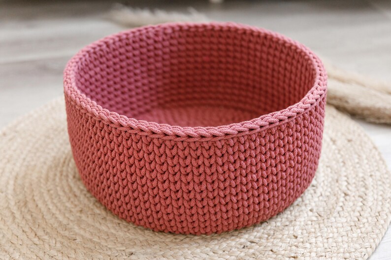 Easy Crochet Storage Basket Pattern | Modern Round Baskets PDF + Video ...