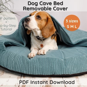 Patrón de costura para cama tipo cueva para perros, funda extraíble para hacer tú mismo (patrón en PDF)