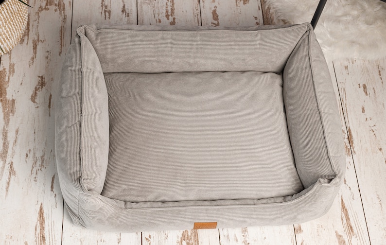 Gray Corduroy Dog Bed with Removable Cover, Dog Sofa Bed, Dog Couch, Washable Dog Cat Bed, Large Bed for Dogs, Dog Bed Large Dogs, Dog Gift image 4